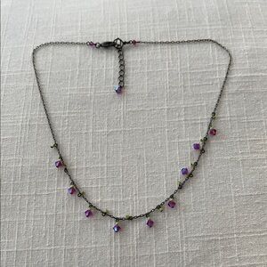Women Jewelry Firefly Collection Elegant Purple and Green Dainty Beaded Necklace